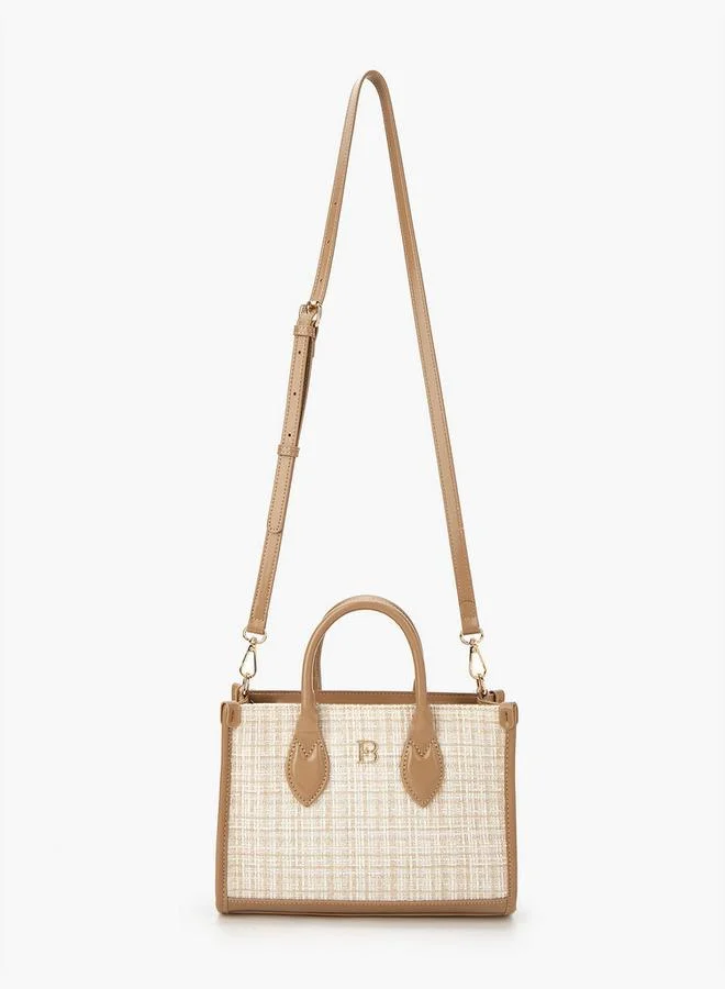 Flora Bella By Shoexpress Textured Tote Bag with Detachable Strap and Zip Closure