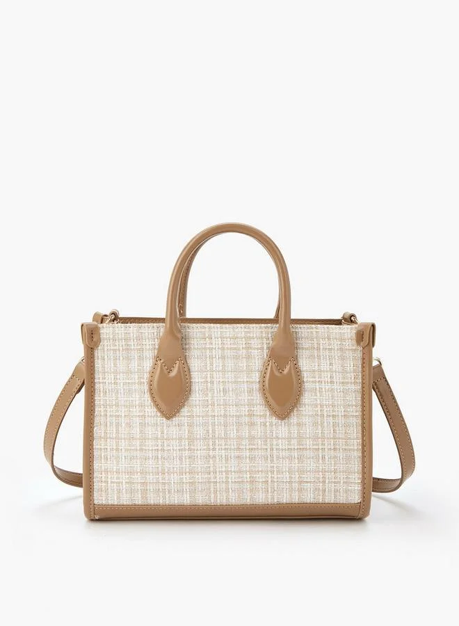 Flora Bella By Shoexpress Textured Tote Bag with Detachable Strap and Zip Closure