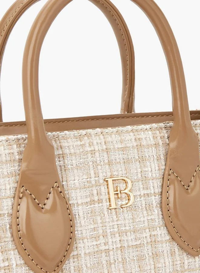 Flora Bella By Shoexpress Textured Tote Bag with Detachable Strap and Zip Closure