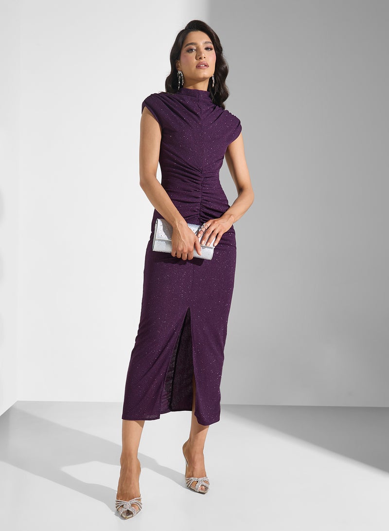 Ella Limited Edition Shimmer Bodycon  Ruching  Dress - Image 4