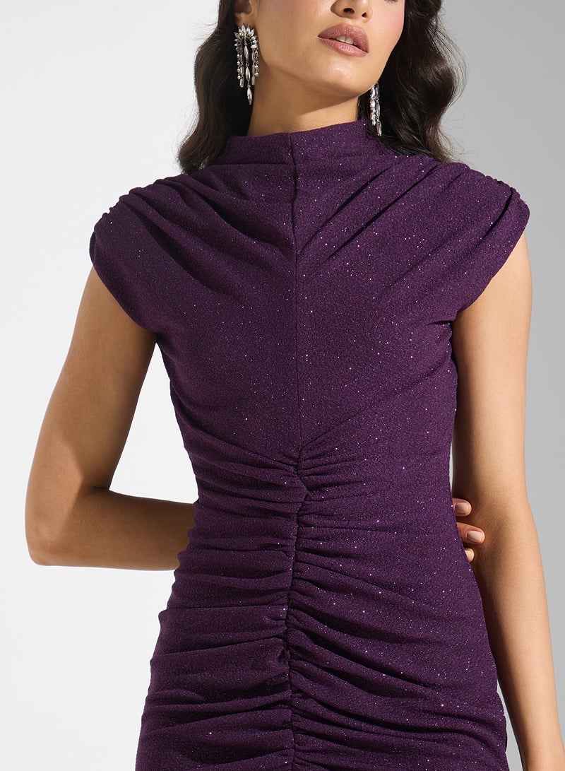 Ella Limited Edition Shimmer Bodycon  Ruching  Dress - Image 3