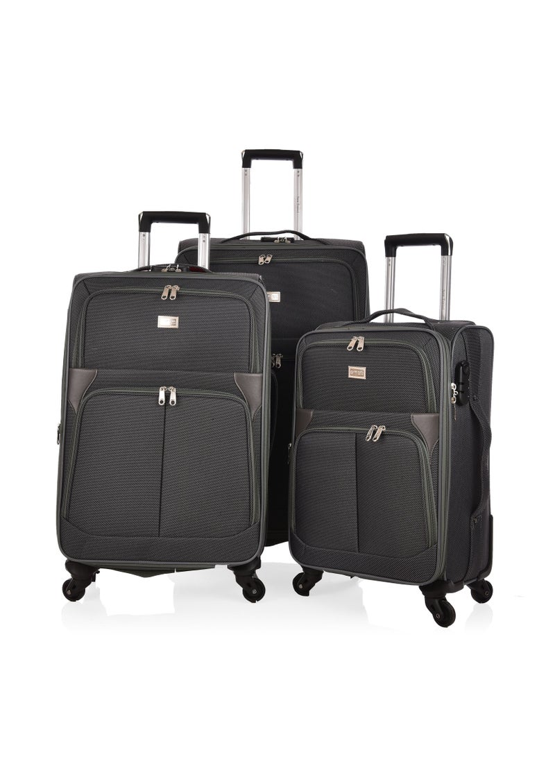 New Travel Luggage 3 Piece Sets Soft Trolley Travel Bag Lightweight Suitcase Sets Size 20/24/28 Inch Grey - Image 1