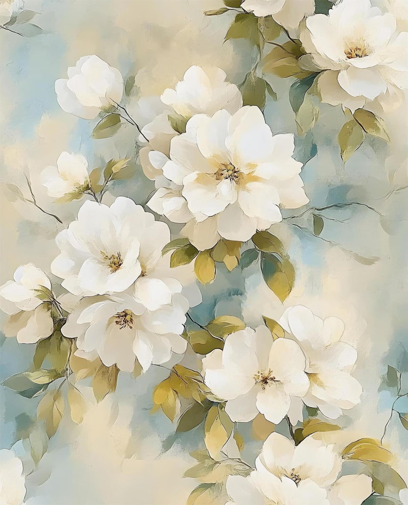 Laatse Floral Wallpaper Peel and Stick Vintage Beige Flowers Contact Paper Vinyl Waterproof Self Adhesive Removable Green leaf Modern Wall Murals for Bedroom Walls Shelves Cabinet Decoration 17.5" X 118" - Image 1