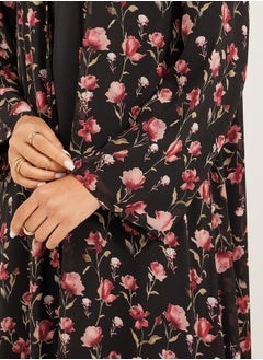 Styli floral print abaya with inner solid inner dress modest set  - Image 4
