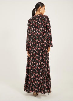 Styli floral print abaya with inner solid inner dress modest set  - Image 5
