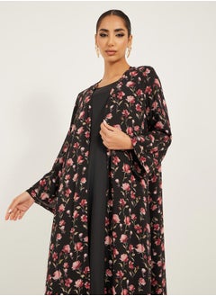 Styli floral print abaya with inner solid inner dress modest set  - Image 3