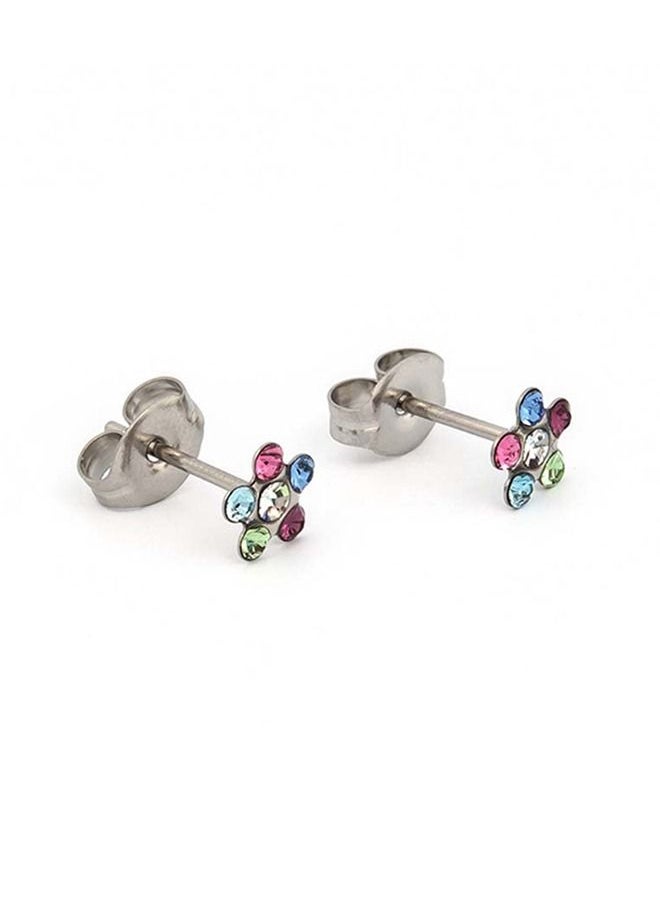Studex - Daisy Rainbow Allergy free Stainless Steel Ear Studs For Kids - Image 1