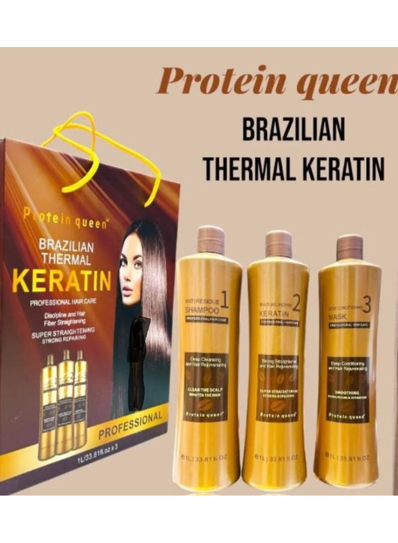 Protein queen Brazilian Thermal Keratine Set 1 L 3pcs/Set - Image 4