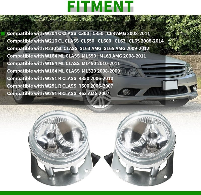 Yunnergo 2Pcs Fog Lights Fog Lamp Assembly for Mercedes-Benz Models 2007-2013 - Image 3