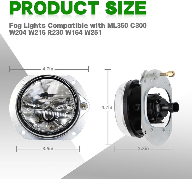 Yunnergo 2Pcs Fog Lights Fog Lamp Assembly for Mercedes-Benz Models 2007-2013 - Image 2