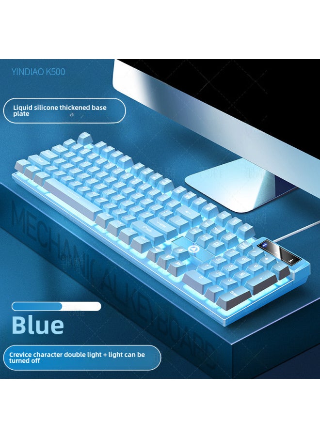 Generic Digital Computer Keyboard 104 Keys Usb Interface For Gaming Office-Color:Blue-white Light  - Image 1