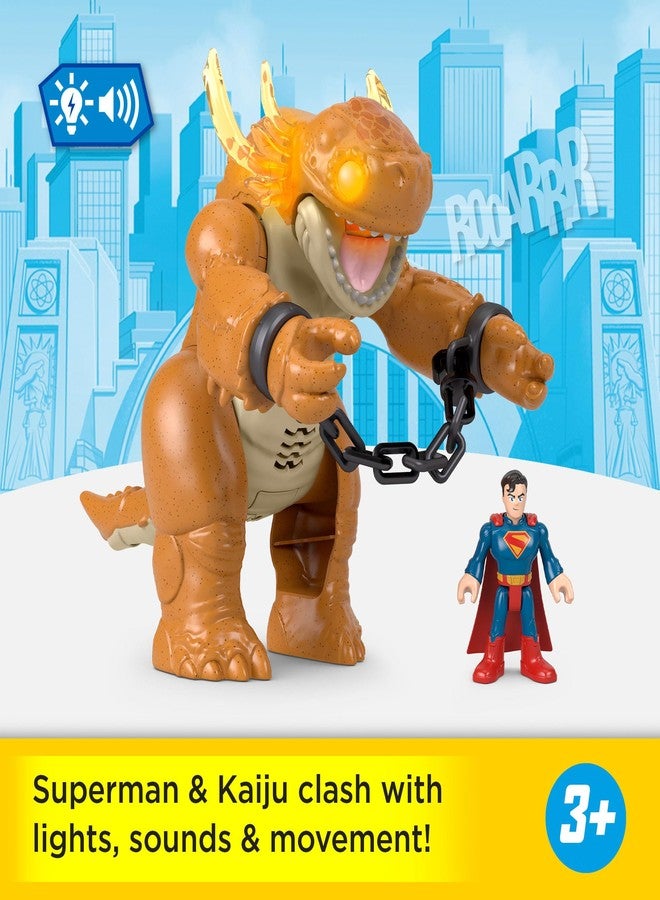 imaginext لعبة سوبرمان من فيشر-برايس إيميجينكت مع أضواء وأصوات وحركة وشخصية متحركة بطول 3 بوصات، وحش بطول 10 بوصات مع سلاسل - Image 2