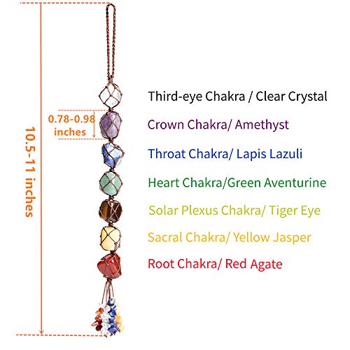 iSTONE Handmade Crystal Window Car Hanging Ornaments 7 Chakra Home Decoration Feng Shui Ornament Yoga Meditation Car Decoration Tumbled Palm Stones Christmas Decorations Ornaments - Image 2