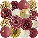 ANSOMO Burgundy and Gold Party Decorations Maroon Wine Dark Red Paper Fans Lanterns Tissue Pom Poms Wall Hanging Decor Supplies Bridal Baby Shower Birthday Wedding Graduation - Image 3