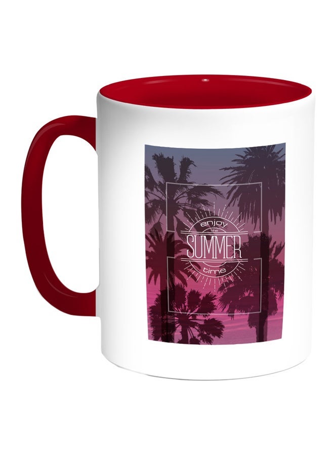 RYN Enjoy The Summer Time Printed Coffee Mug Red/White/Purple 11ounce