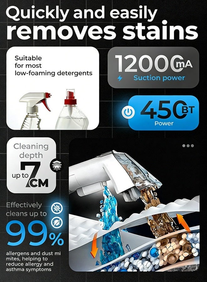 الحلم منظف سجاد، منظف سلكي جاف ورطب مع 6 فرش مختلفة، للسجاد/الستائر/مقاعد السيارات/الأرائك، 450 واط - Image 5