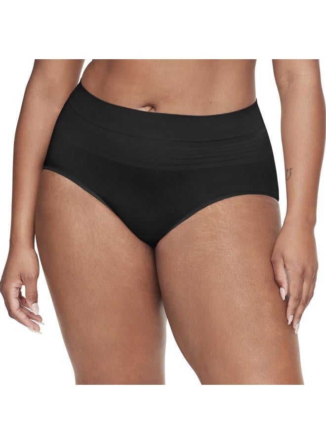 Warner's Women's No Pinching No Problems Dig-Free Comfort Waist with Lace Smooth and Seamless Brief Rs1501p, Rich Black, L - Image 1