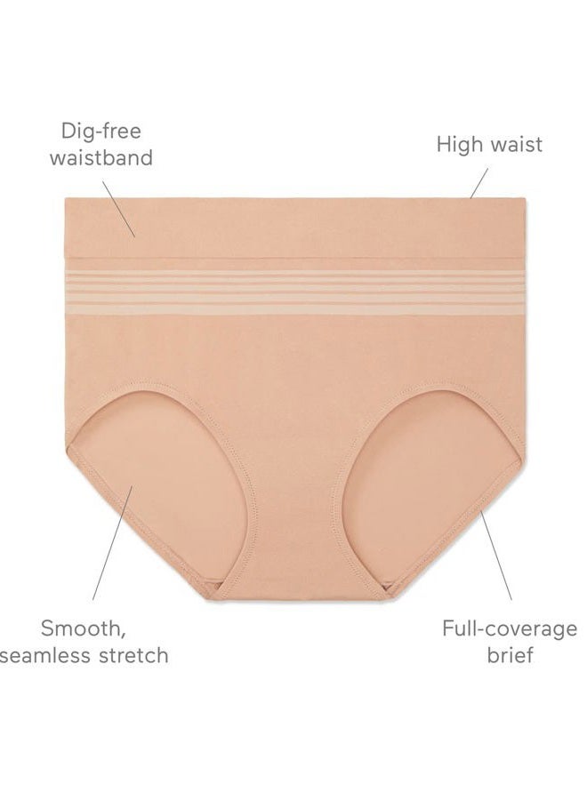 Warner's Women's No Pinching No Problems Dig-Free Comfort Waist with Lace Smooth and Seamless Brief Rs1501p, Rich Black, L - Image 4