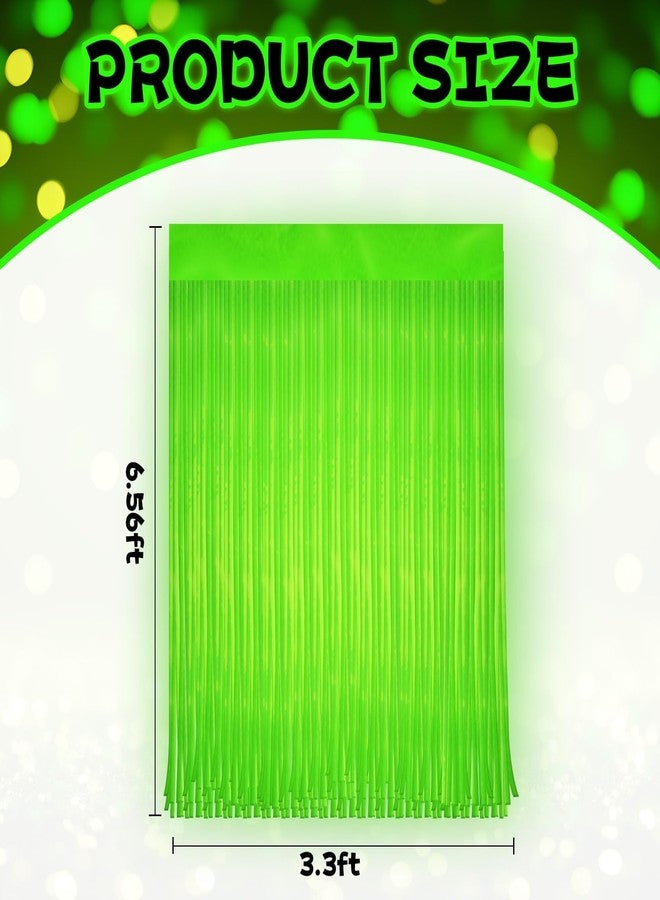 Demonwer 4 Pack Glow in The Dark Curtains Party Supplies 6.6 x 3.3 Ft Glow Tinsel Foil Fringe Curtains Colorful Photo Booth Prop Backdrop Streamer for Birthday Holiday Neon Party Decorations - Image 2