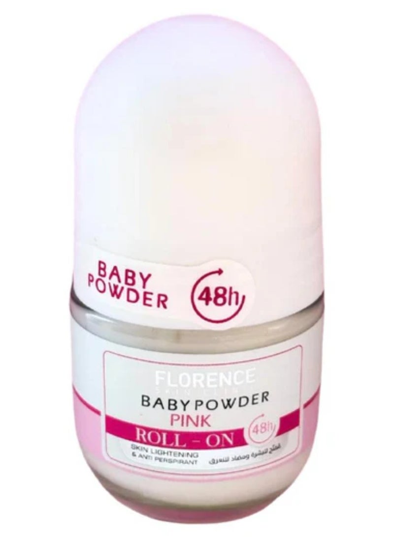 Florence Baby Powder Pink Roll On Anti-Perspirant 50ml - Image 1