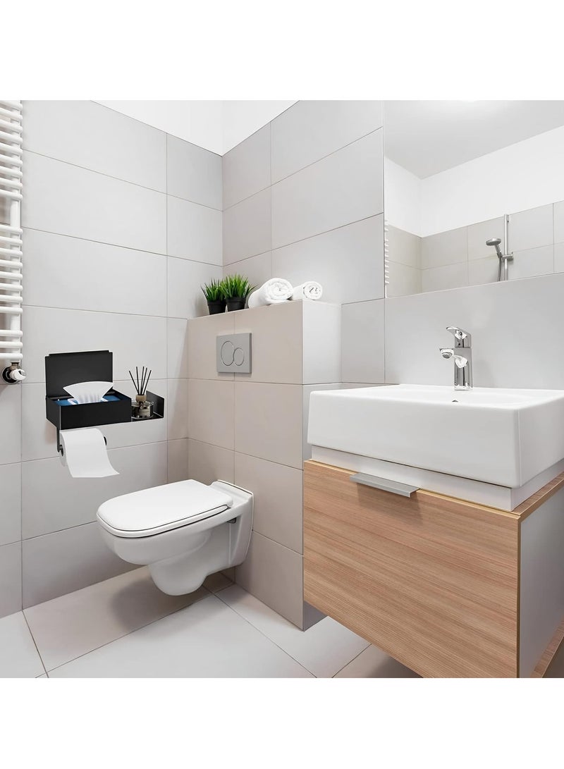 عام حامل ورق التواليت, حامل لفة المرحاض جدار جبل مع حامل رائحة, الفولاذ المقاوم للصدأ حامل مسح قابل للغسل لتخزين الحمام, أسود غير لامع - Image 4