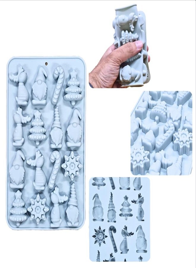 Skytail قالب شوكولاتة عيد الميلاد من سكاي تيل، 16 فتحة، لصنع الحلويات، ثلاثي الأبعاد، على شكل غزال الرنة، ندفة ثلج، عصا، شجرة عيد الميلاد، بابا نويل، قالب يمكنك صنعه بنفسك، صابون يدوي الصنع، شموع، جيلي، فوندان، حلوى، كيك، كب كيك، قالب حلويات - Image 5