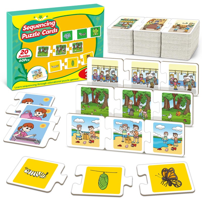 Broytain Sequencing Puzzle CardsSequence Game for KidsToddler PuzzleSpeech Therapy ToyAutism Learning MaterialsStorytellingSocial SkillSentence BuildingLearning Activities for 3 4 5 6 Year Old - Image 4