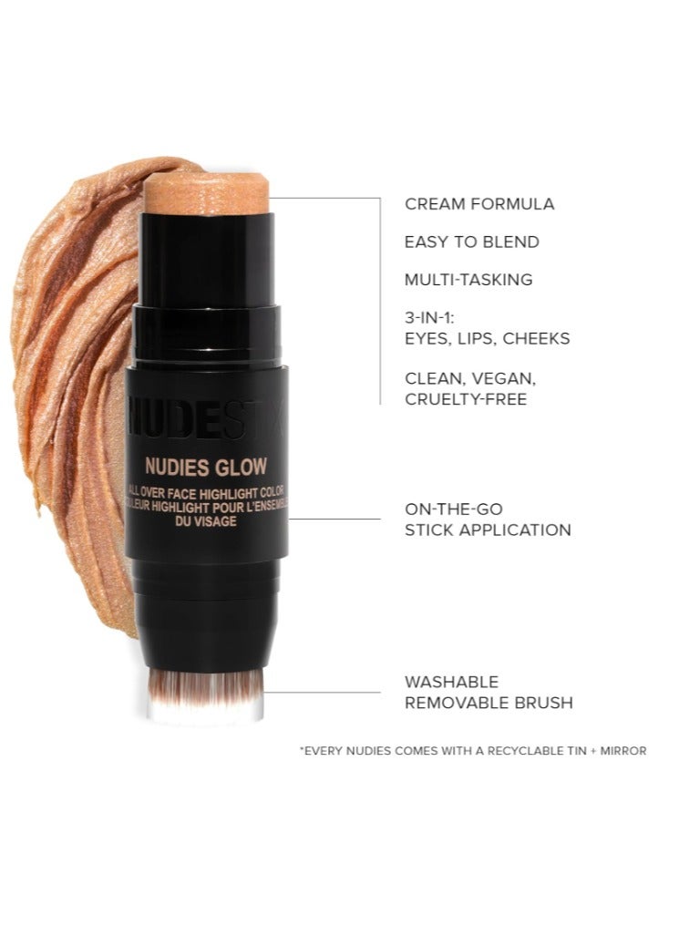 NUDESTIX (Euphorix) - NudeStix Nudies Glow Highlighter Stick w/Blending Brush, Dewy Cream Makeup for Cheeks, Eyes, Lips, Soft Metallic Glowy Face Colour and Contour, 8ml (8g) (Euphorix) - Image 5