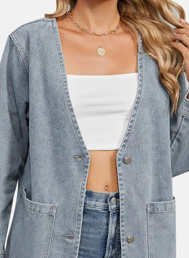 YUNIQEE Blue Open front Sleeveless Denim Jacket
