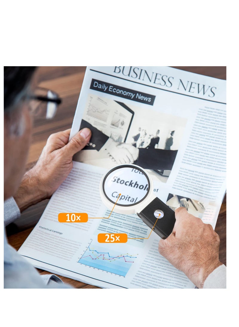 SYOSI - Magnifying Glass with LED Light 25X 10X Handheld Foldable Magnifier Standing Reading Magnifier Magnifying Glass with Light for Reading Inspection Hobbies Crafts - Image 1