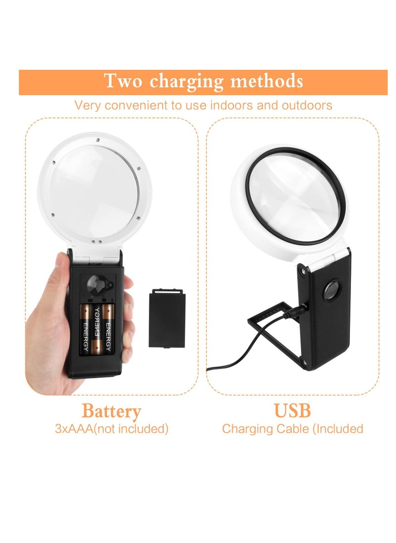 SYOSI - Magnifying Glass with LED Light 25X 10X Handheld Foldable Magnifier Standing Reading Magnifier Magnifying Glass with Light for Reading Inspection Hobbies Crafts - Image 1