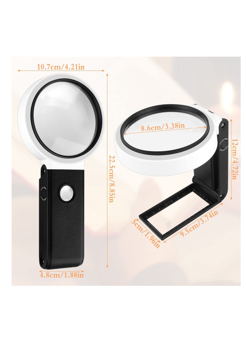SYOSI - Magnifying Glass with LED Light 25X 10X Handheld Foldable Magnifier Standing Reading Magnifier Magnifying Glass with Light for Reading Inspection Hobbies Crafts - Image 1