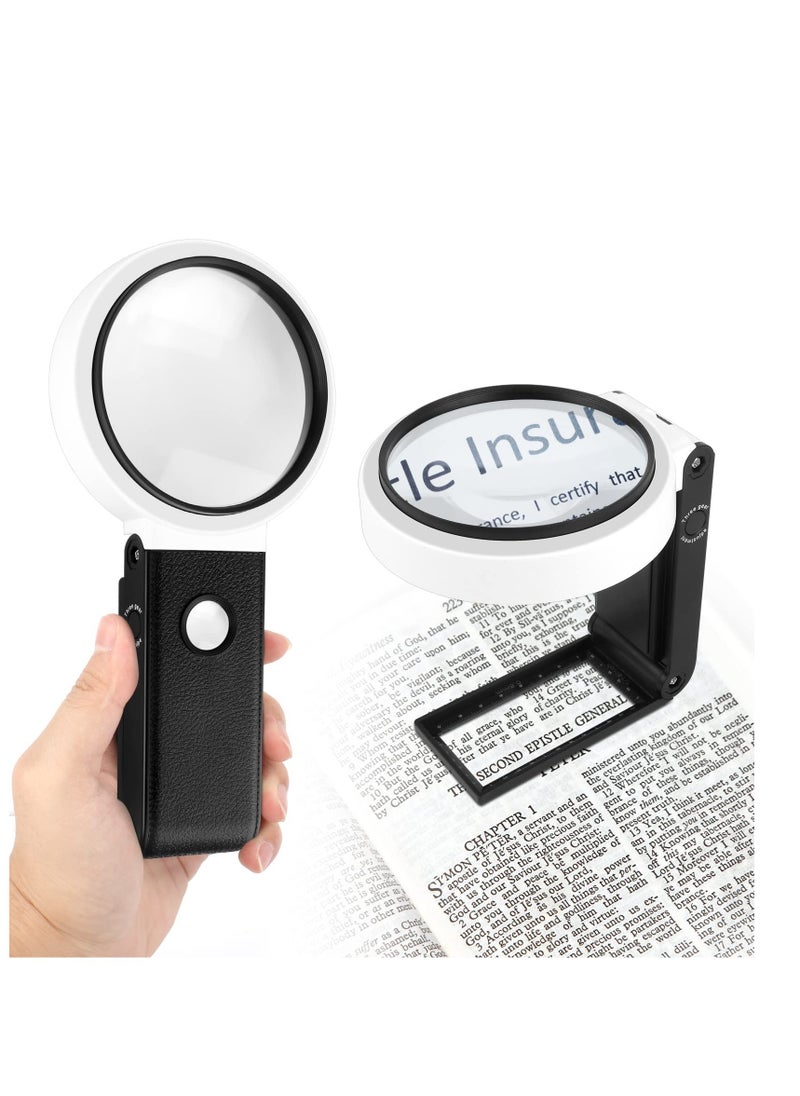 SYOSI - Magnifying Glass with LED Light 25X 10X Handheld Foldable Magnifier Standing Reading Magnifier Magnifying Glass with Light for Reading Inspection Hobbies Crafts - Image 1