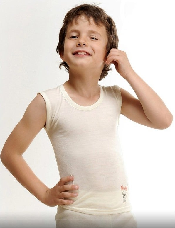 Hasyün Unisex 2-pack Children's Wool Undershirt Natural Thermal Bronchitis Undershirt  - Image 1