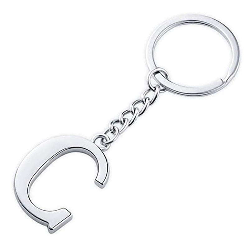 Finrray Initial Letter Keychain Alphabet Key Rings Stainless Steel Letter Charm Keychain for Women (Letter C) - Image 5