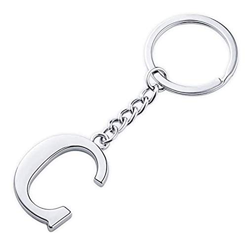 Finrray Initial Letter Keychain Alphabet Key Rings Stainless Steel Letter Charm Keychain for Women (Letter C) - Image 1