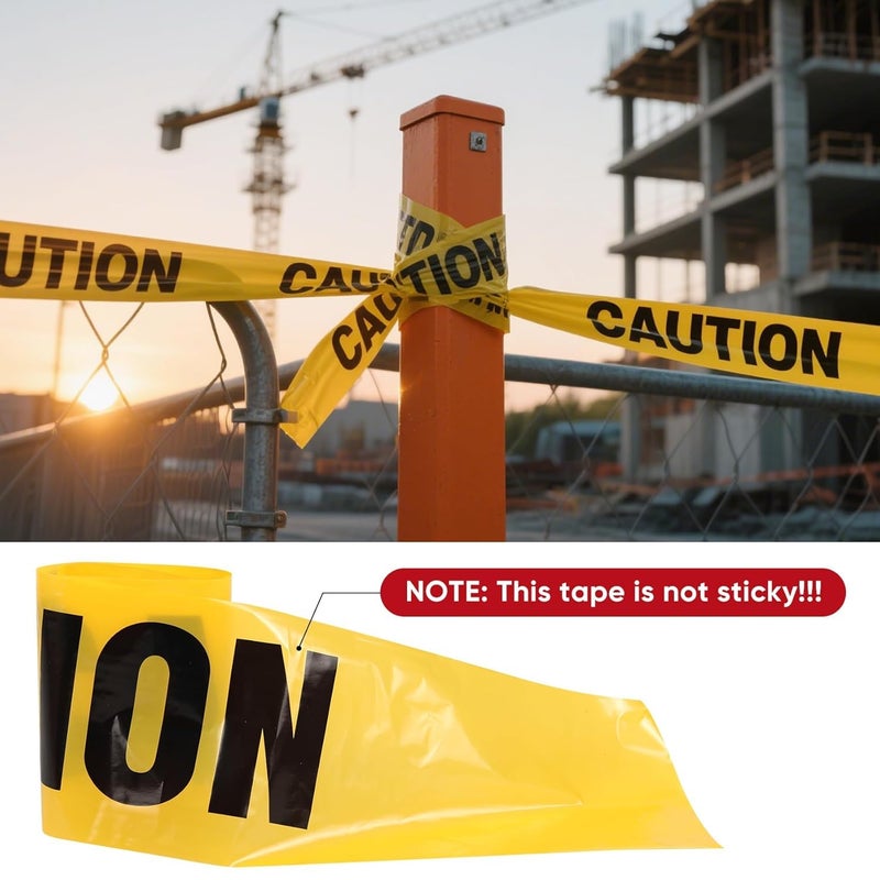 AISEY Yellow Halloween Caution Tape Roll 3” X 550 Feet, Crime Scene Tape, Caution Tape Halloween Decoration Safety Barrier Hazard Warning Barricade Duct Tape for Danger/Hazardous Areas - Image 4