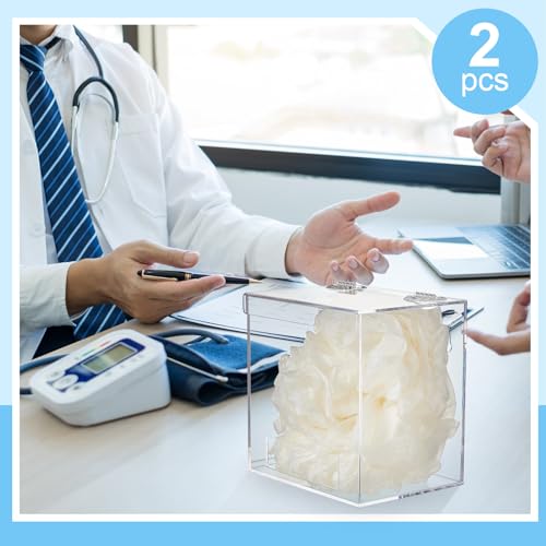 Kathfly 2 Pcs Acrylic Dispenser for Hairnet, Emesis Bags, Wall Mount Clear Acrylic Holder for Beard Nets, Safety Glasses (6.9 x 6.7 x 5 Inches) - Image 5