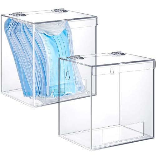 Kathfly 2 Pcs Acrylic Dispenser for Hairnet, Emesis Bags, Wall Mount Clear Acrylic Holder for Beard Nets, Safety Glasses (6.9 x 6.7 x 5 Inches) - Image 1