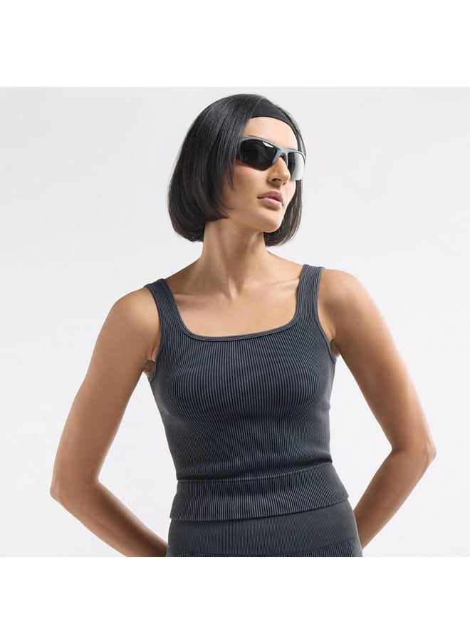 FAV Ribbed Cropped Tank Top with Square Neck  - Image 1