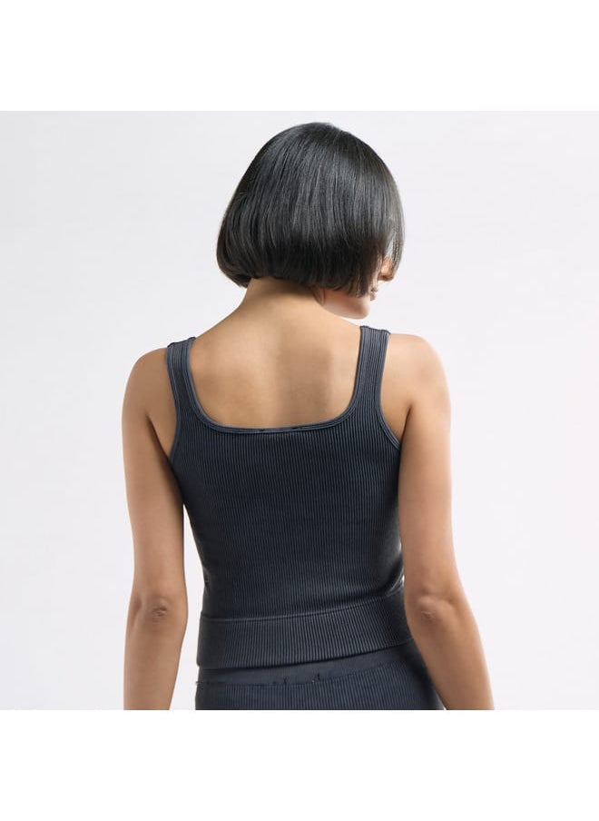 FAV Ribbed Cropped Tank Top with Square Neck  - Image 3