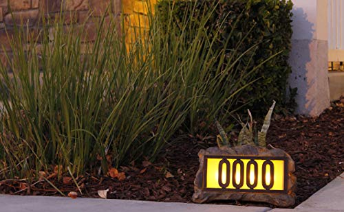 Nature's Mark Solar Power Lighted House Numbers Address Sign - LED Illuminated Outdoor Resin Light Up House Number Sign Decor for Home Yard Street (Rock) - Image 5