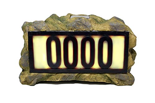 Nature's Mark Solar Power Lighted House Numbers Address Sign - LED Illuminated Outdoor Resin Light Up House Number Sign Decor for Home Yard Street (Rock) - Image 1