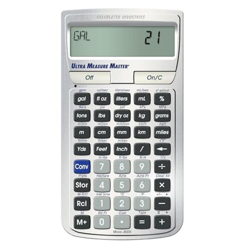 Calculated Industries 8025 Ultra Measure Master Professional Grade U.S. Standard to Metric Conversion Calculator Tool for Engineers, Architects, Builders, Scientists and Students | 60+ Units Built-in, Silver - Image 1