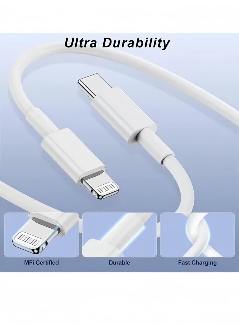 Lee Yon iPhone 20W Fast Charger USB C Wall Fast Charger with 1m USB C to Lightning Cable Compatible with iPhone 14/14 Pro/14 Pro Max/13/12/SE2020/11/XR/XS Max/X/iPad, White - Image 4