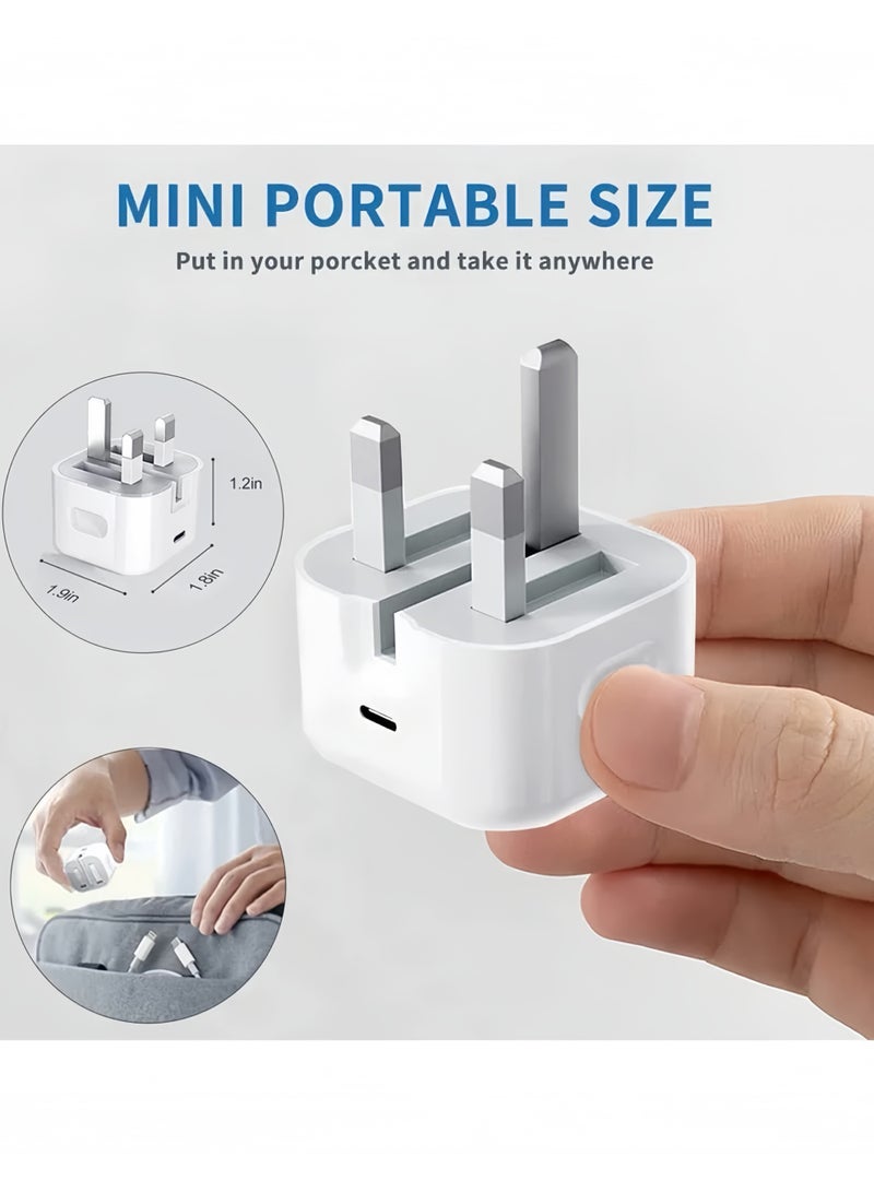 Lee Yon iPhone 20W Fast Charger USB C Wall Fast Charger with 1m USB C to Lightning Cable Compatible with iPhone 14/14 Pro/14 Pro Max/13/12/SE2020/11/XR/XS Max/X/iPad, White - Image 2