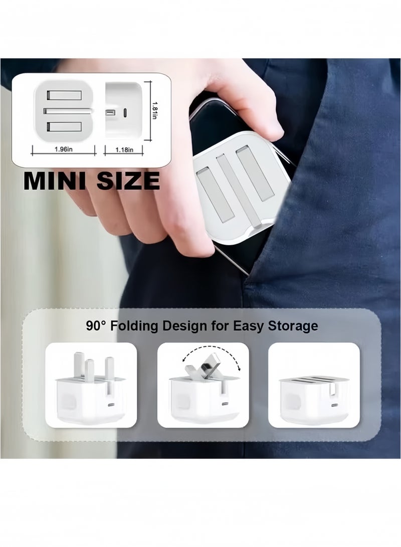 Lee Yon iPhone 20W Fast Charger USB C Wall Fast Charger with 1m USB C to Lightning Cable Compatible with iPhone 14/14 Pro/14 Pro Max/13/12/SE2020/11/XR/XS Max/X/iPad, White - Image 3