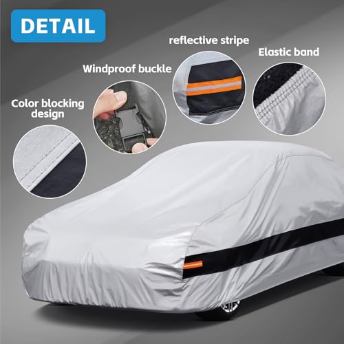 Holthly 10 Layer Coupe Car Cover Waterproof All Weather for Automobiles,100% Waterproof Outdoor Car Covers Rain Snow UV Dust Protection. Custom Fit for Ford Mustang,Chevy Camaro,Porsche 911,etc - Image 3