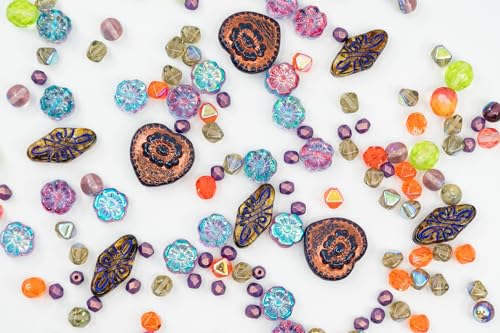 Bohemia Crystal Valley 2.1oz (60 g) Mix of Unique Czech Bohemia Glass Pressed Beads, Crazy Purple Green Copper, Table Cut, Matte and Glossy, Faceted Fire Polish, Hand Made Set Kit BCV - Image 4