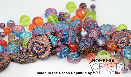 Bohemia Crystal Valley 2.1oz (60 g) Mix of Unique Czech Bohemia Glass Pressed Beads, Crazy Purple Green Copper, Table Cut, Matte and Glossy, Faceted Fire Polish, Hand Made Set Kit BCV - Image 3
